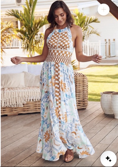 Jaase Endless Summer Maxi Dress Rhodes XS BNWT Boho Backless Rayon Floral