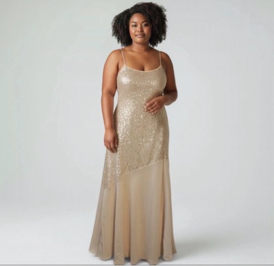 Saints & Secrets gold/champagne sequin maxi dress, BNWT - size 14