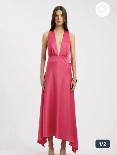 Kookai Palermo Plunge Maxi Dress in hot pink, size 34.