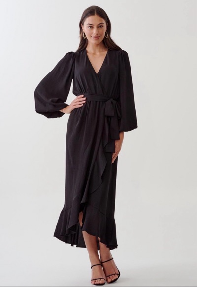Tussah Darina black wrap midi dress size 8 BNWT