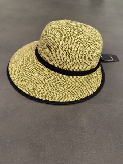 CherryRed Women's Wide Brim Sun Hat 57cm Beige/ Black Braided Ribbon BNWT
