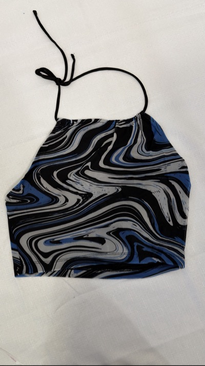 Blue & Black Marble Swirl Crop Top - BNWT - Size 10