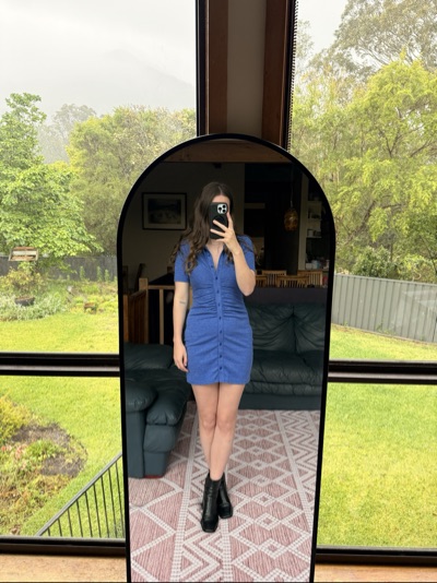 Calli | Blue Ruched Mini Dress | Size 10