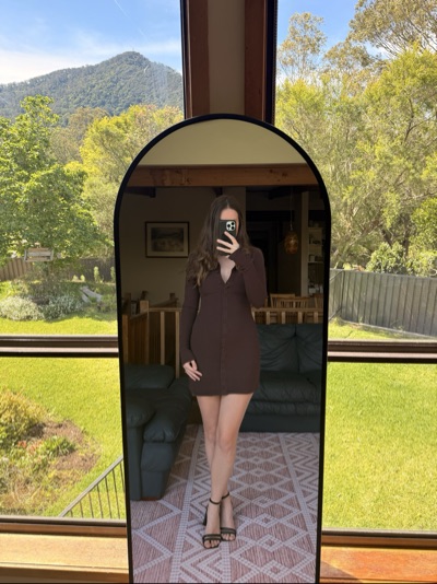 Kookai | Brown Long Sleeve Body-con Mini Dress | Size 10