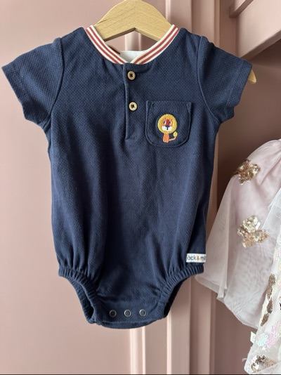 Jack & Milly navy baby boys summer romper | size 3-6m |
