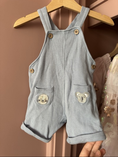 Ollies place sky blue waffle cotton fabric boys romper | size 3-6m |