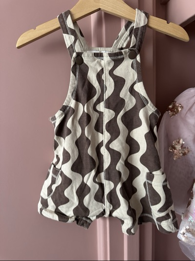 Baby berry brown and beige unisex summer baby romper overalls | size 6-12m |