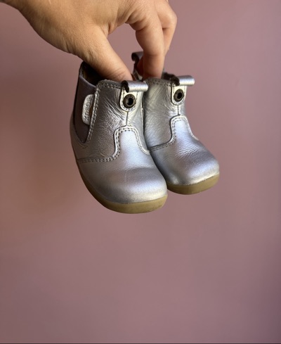 Bobux silver leather baby boots | size EU 19 UK 3 |