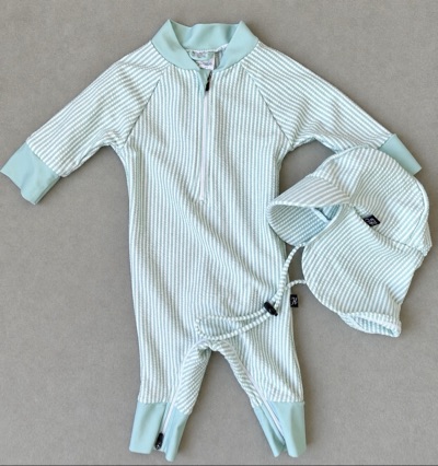 Honeysuckle striped baby swimsuit & swim hat | size 0-6m |