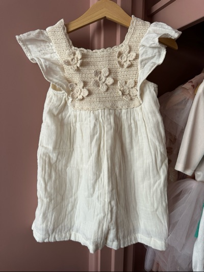 Zara cream cotton muslin girls summer romper | size 3 |