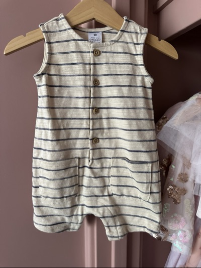 Target organic cotton striped baby summer romper | size 3-6m |