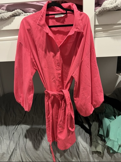 Tussah pink button-front dress size 18