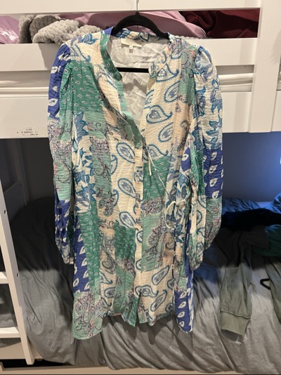 Paisley patchwork long-sleeve dress size 14
