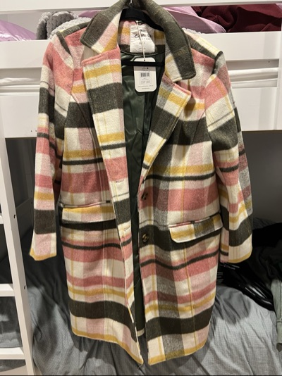 Elm checked coat size L