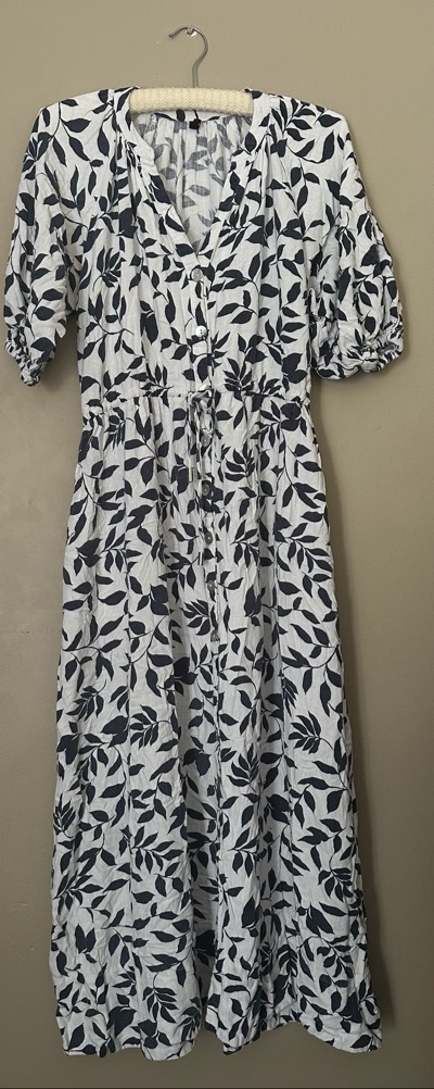 Staple the label | Evelyn midi dress - navy leaf print midi dress size 8