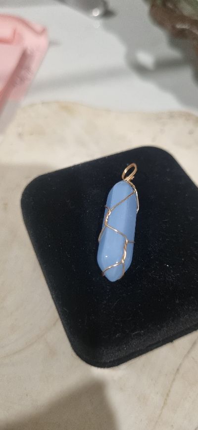 Pendant Blue wire wrapped