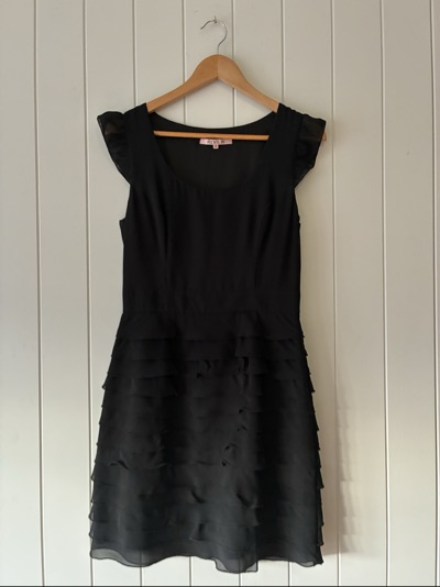 Review Black Ruffle Cocktail Dress Size 10
