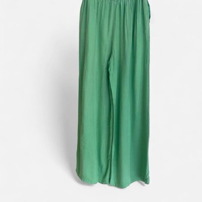 Dotti Green linen/viscose blend wide leg pants