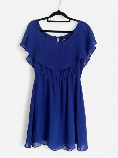 Bardot Blue chiffon dress with ruffle detail size 10