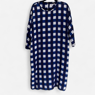 Trenery blue and white checkered shift dress