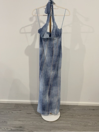 JGR & STN Denim Blue Halter Maxi Dress Size S 8 BNWT RRP $119.95