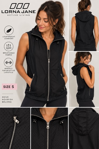 Lorna Jane black hooded activewear vest