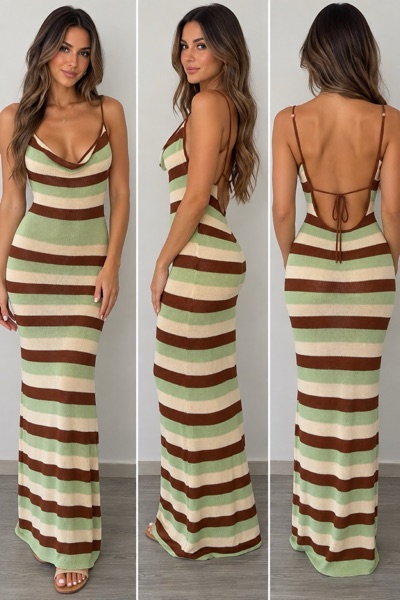 Shein striped open-backy maxi dress size XXS