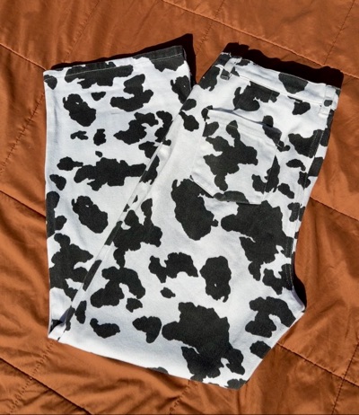 Luck & Trouble Cow print straight leg denim pants size 14