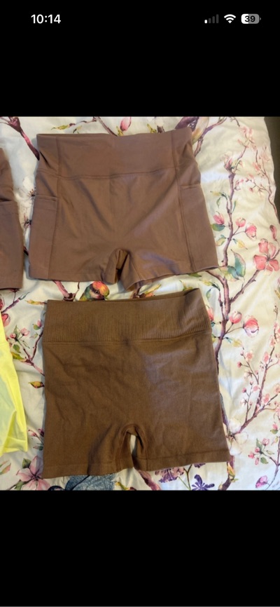 Brown high-waisted bike shorts