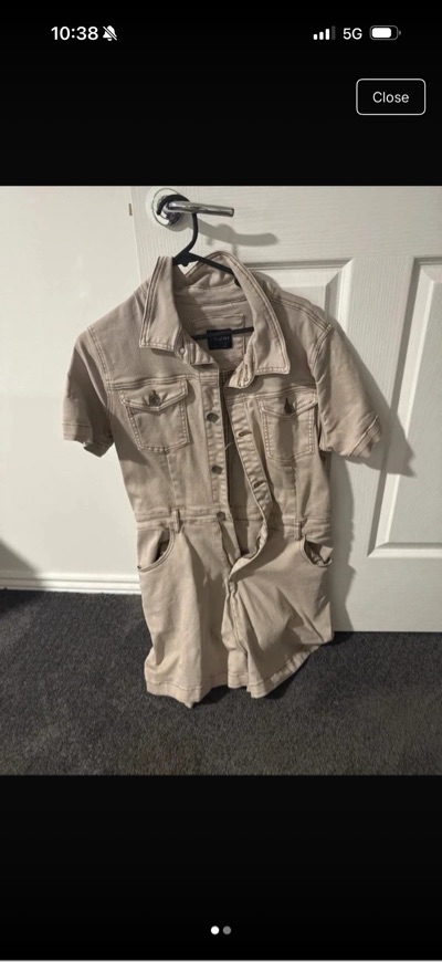 Beige short-sleeve utility playsuit