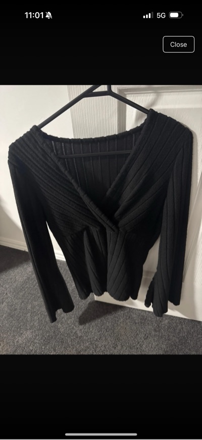 Black pleated long sleeve top