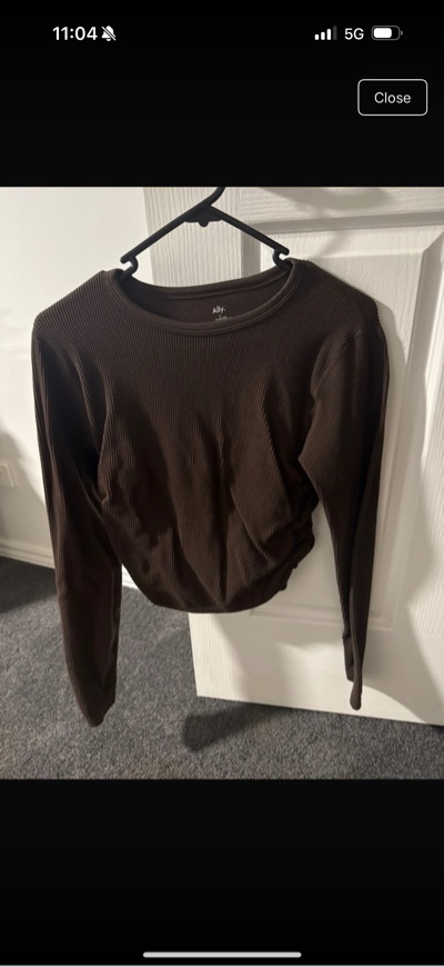 Ally brown ribbed long sleeve top