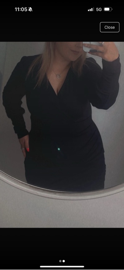 Black wrap-front long-sleeve dress