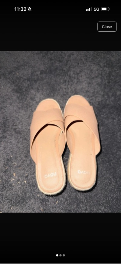 Novo beige wedge heels with crossed straps size 7