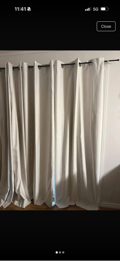 Cream eyelet curtains x7 and 6 rods