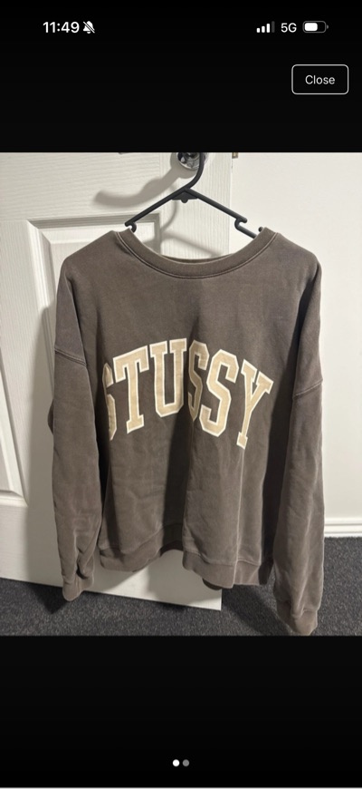 Stüssy grey crew-neck sweatshirt with front logo