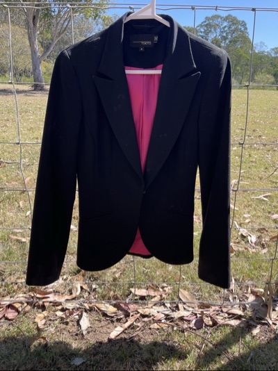 Tokito black blazer with pink lining size 8