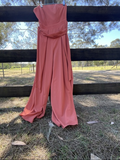 Lover State coral strapless wide-leg jumpsuit size 8