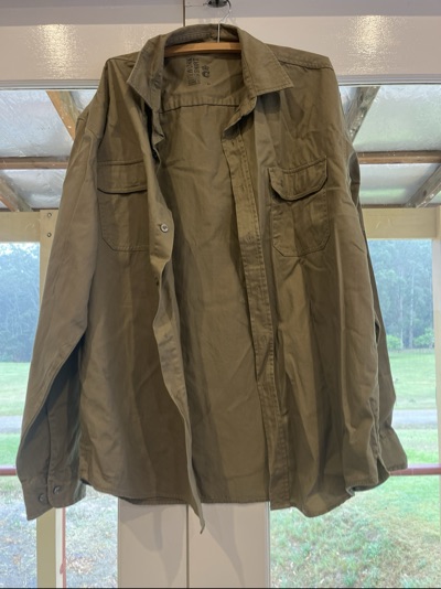 Khaki workwear shirt with utility pockets size XL