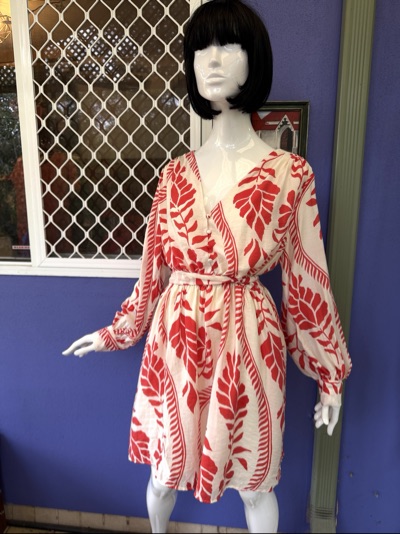H&M Red and White floral midi coquette dress