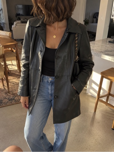 Vintage London Fog black Leather Jacket size M