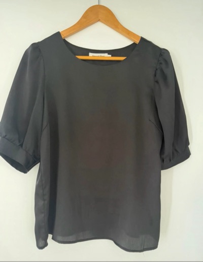 Atmos&Here black blouse with gathered sleeves size 10