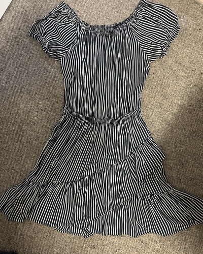 Faithfull black and white striped midi dress size 8