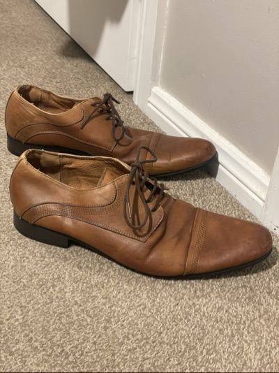 Shaw & Smith Tan Leather Cap Toe Derby Formal Dress Shoes Size 11