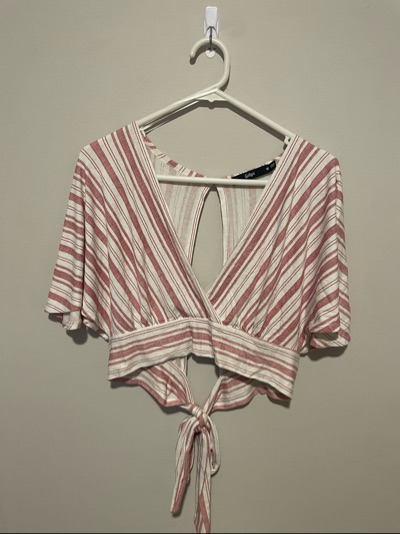 Sportsgirl striped wrap crop top size M