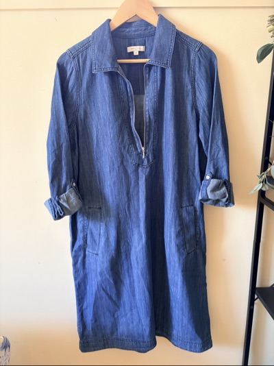 Yarra Trail Citrine Zip Denim Chambray Shirt Dress Size 10