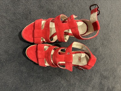 UGG red wedge sandals