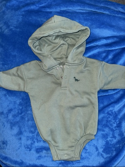 Hooded Bodysuit | Green Dinosaur | Size 00 (3-6M)