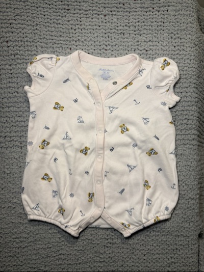 Ralph Lauren Baby Girl Nautical Teddy Romper - Size 000 (3M)