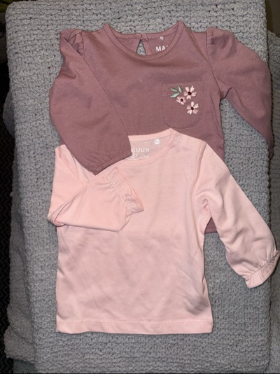Manguun Baby Girl Long Sleeve Tees 100% Cotton - Mauve and Rose - Size 00